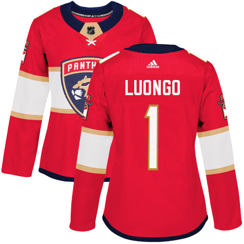Adidas Florida Panthers #1 Roberto Luongo Red Home Authentic Women Stitched NHL Jersey